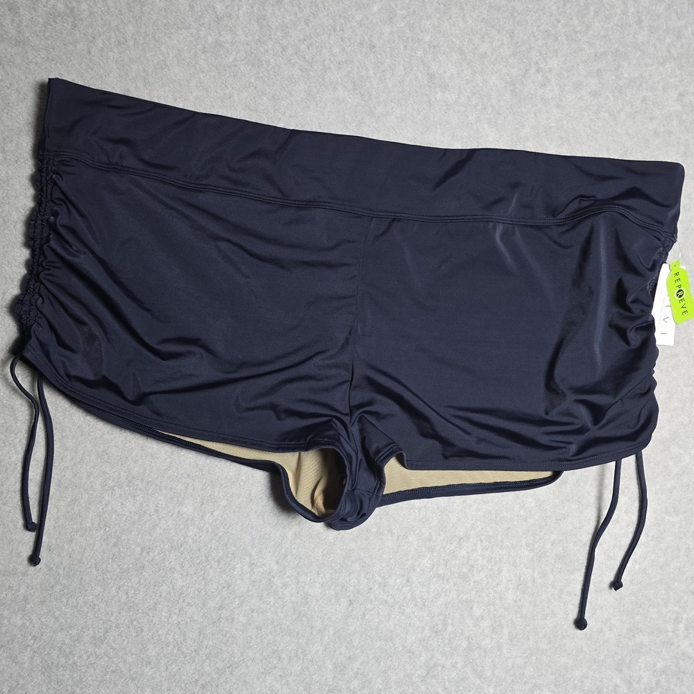 LIVI Womens Size 30 Active Pull On Tie Swim Shorts Lane Bryant Beach Resort Blue